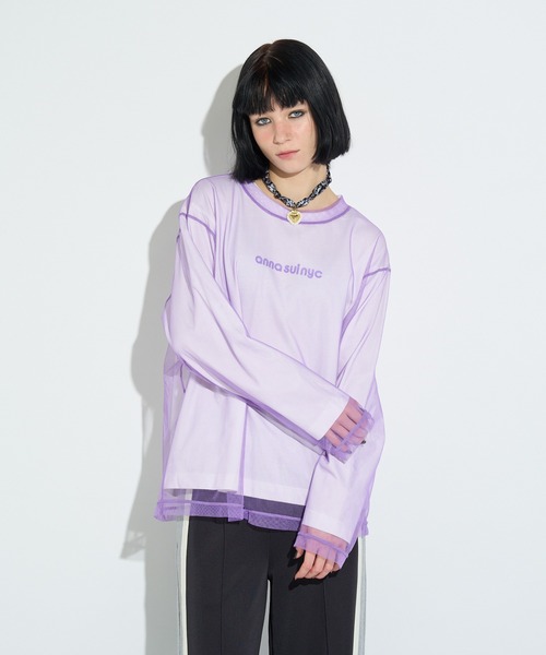 anna sui nyc(アナ スイ エヌ ワイ シー)の「メッシュレイヤードロングTシャツ(Tシャツ/カットソー・レディース・パープル/ピンク/ブラック・FREE)」の17枚目の写真