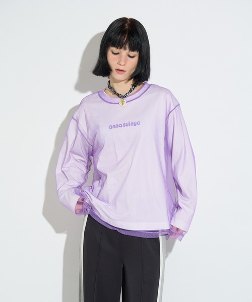 anna sui nyc(アナ スイ エヌ ワイ シー)の「メッシュレイヤードロングTシャツ(Tシャツ/カットソー・レディース・パープル/ピンク/ブラック・FREE)」の18枚目の写真