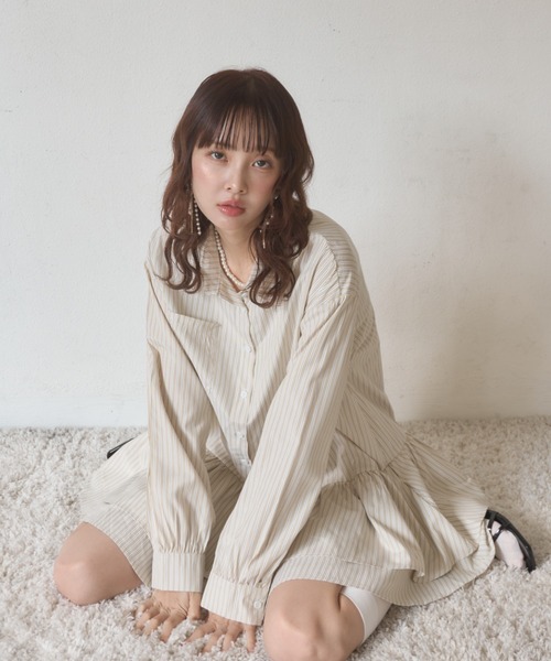 Nadana(ナダナ)の「ストライプティアードミニワンピース(ワンピース・レディース・サックスブルー/アイボリー・FREE)」の8枚目の写真