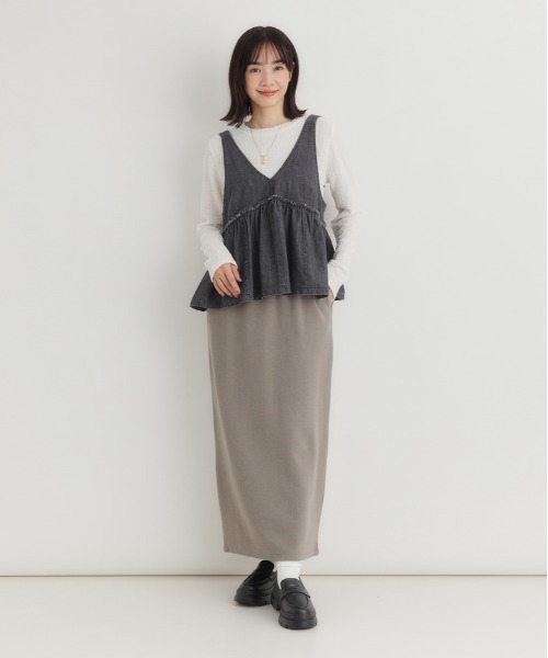 Right-on(ライトオン)の「【HONEYSUCKLE ROSE】サカリバタイトスカート (タイトシルエット / Iライン / シンプルエレガンス)(スカート・レディース・ダークグレー/ケリーグリーン/ライトイエロー/ライトブラウン・S/M/L)」の10枚目の写真