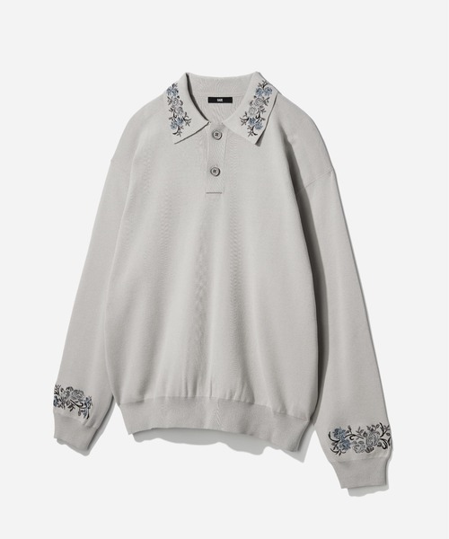 HARE（ハレ）の「シシュウニットポロ(HARE)（ポロシャツ・メンズ・ブルー/ライトグレー/ブラック・FREE）」の3枚目の写真