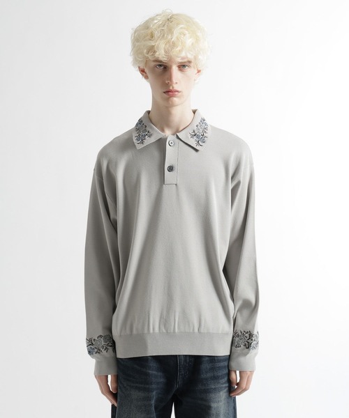 HARE（ハレ）の「シシュウニットポロ(HARE)（ポロシャツ・メンズ・ブルー/ライトグレー/ブラック・FREE）」の11枚目の写真