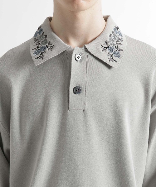 HARE（ハレ）の「シシュウニットポロ(HARE)（ポロシャツ・メンズ・ブルー/ライトグレー/ブラック・FREE）」の14枚目の写真