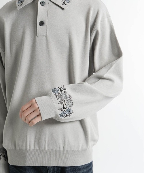 HARE（ハレ）の「シシュウニットポロ(HARE)（ポロシャツ・メンズ・ブルー/ライトグレー/ブラック・FREE）」の15枚目の写真