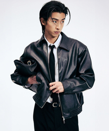 TNGT（ティーエヌジーティー）の「Faux Leather Jumper (Vintage Black) TNJU6E104BK（ライダースジャケット）」