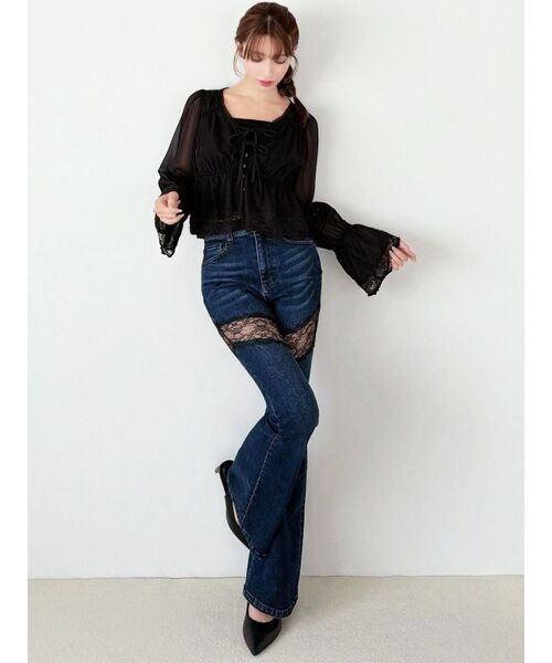 RESEXXY（リゼクシー）の「レースドッキングデニムパンツ（デニムパンツ・レディース・グレー/インディゴブルー・SMALL/MEDIUM）」の8枚目の写真