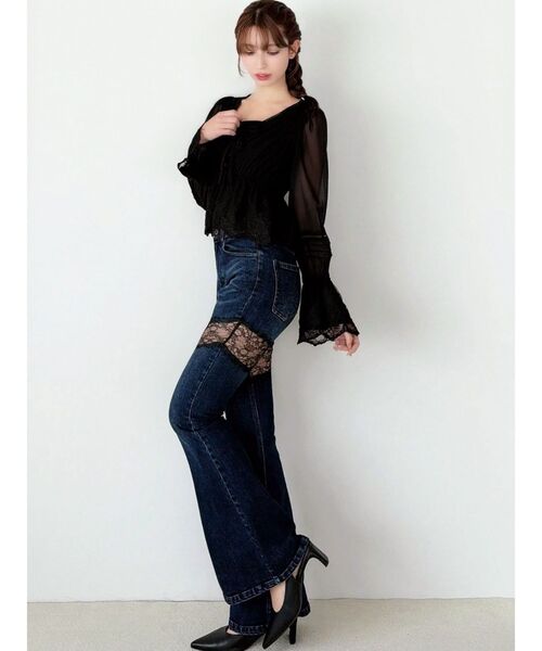 RESEXXY（リゼクシー）の「レースドッキングデニムパンツ（デニムパンツ・レディース・グレー/インディゴブルー・SMALL/MEDIUM）」の9枚目の写真