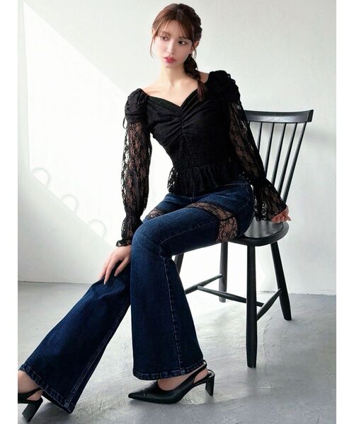 RESEXXY（リゼクシー）の「レースドッキングデニムパンツ（デニムパンツ・レディース・グレー/インディゴブルー・SMALL/MEDIUM）」の10枚目の写真