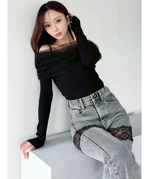 RESEXXY（リゼクシー）の「レースドッキングデニムパンツ（デニムパンツ・レディース・グレー/インディゴブルー・SMALL/MEDIUM）」の13枚目の写真