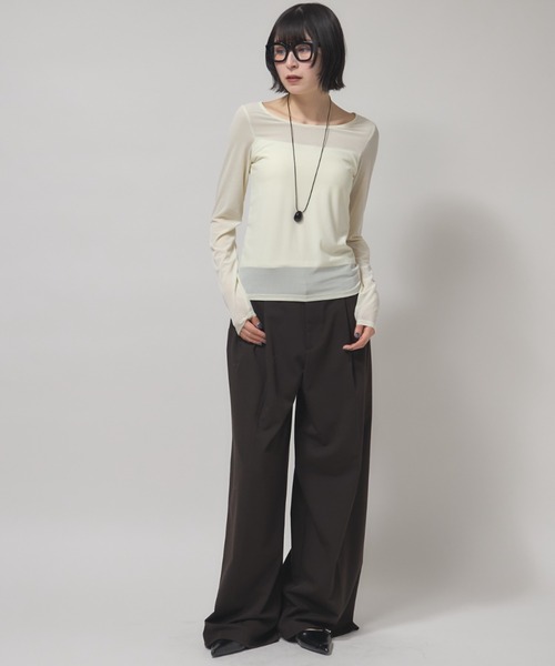 leimn(レイムン)の「カップ付きシアートップス(Tシャツ/カットソー・レディース・ブラック/オフホワイト・FREE)」の7枚目の写真