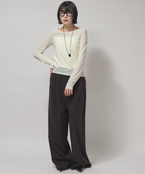 leimn(レイムン)の「カップ付きシアートップス(Tシャツ/カットソー・レディース・ブラック/オフホワイト・FREE)」の8枚目の写真