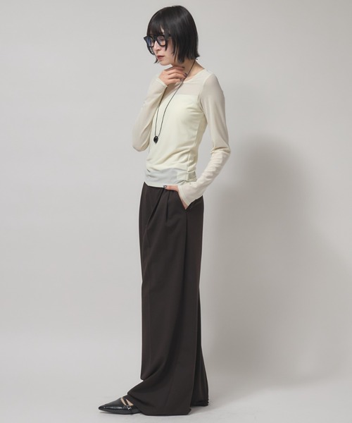 leimn(レイムン)の「カップ付きシアートップス(Tシャツ/カットソー・レディース・ブラック/オフホワイト・FREE)」の9枚目の写真