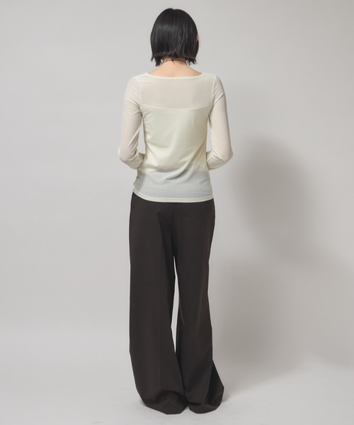 leimn(レイムン)の「カップ付きシアートップス(Tシャツ/カットソー・レディース・ブラック/オフホワイト・FREE)」の10枚目の写真