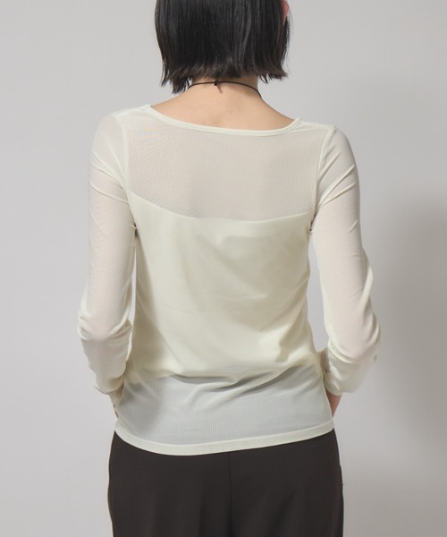 leimn(レイムン)の「カップ付きシアートップス(Tシャツ/カットソー・レディース・ブラック/オフホワイト・FREE)」の6枚目の写真