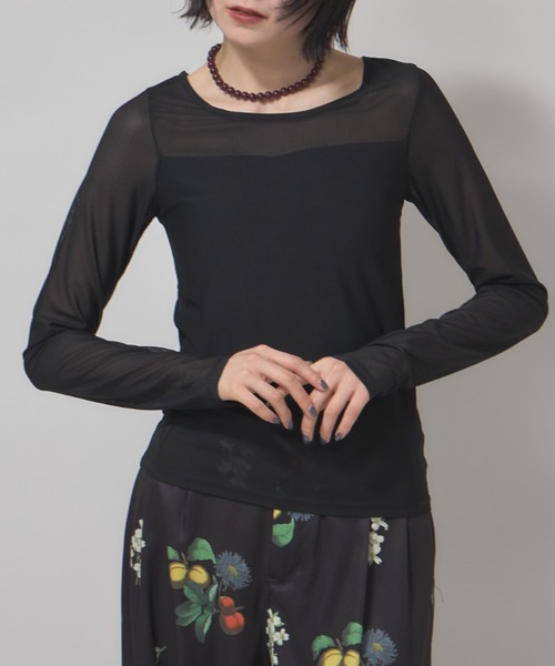 leimn(レイムン)の「カップ付きシアートップス(Tシャツ/カットソー・レディース・ブラック/オフホワイト・FREE)」の11枚目の写真