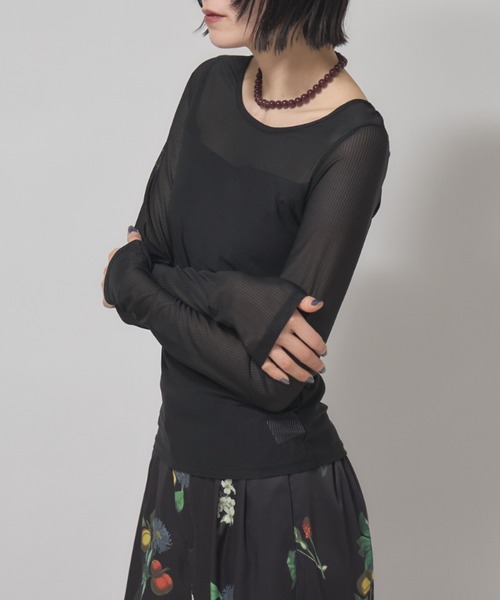 leimn(レイムン)の「カップ付きシアートップス(Tシャツ/カットソー・レディース・ブラック/オフホワイト・FREE)」の12枚目の写真