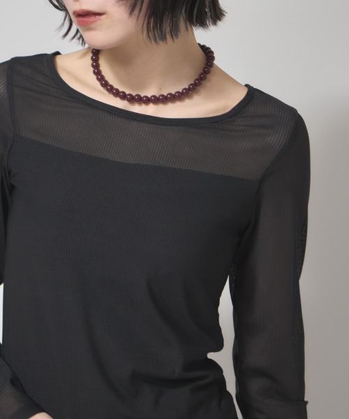 leimn(レイムン)の「カップ付きシアートップス(Tシャツ/カットソー・レディース・ブラック/オフホワイト・FREE)」の14枚目の写真