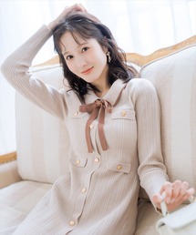 WILLSELECTION（ウィルセレクション）の「フロントボタンリボンタイニットワンピース（ワンピース）」