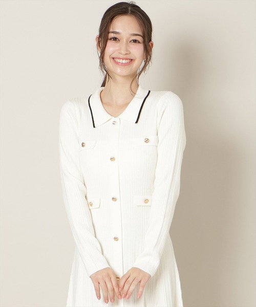 WILLSELECTION（ウィルセレクション）の「フロントボタンリボンタイニットワンピース（ワンピース・レディース・ピンク/ネイビー/ブルー/オフホワイト・FREE）」の21枚目の写真