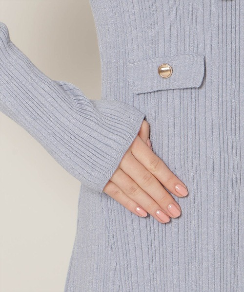 WILLSELECTION（ウィルセレクション）の「フロントボタンリボンタイニットワンピース（ワンピース・レディース・ピンク/ネイビー/ブルー/オフホワイト・FREE）」の8枚目の写真