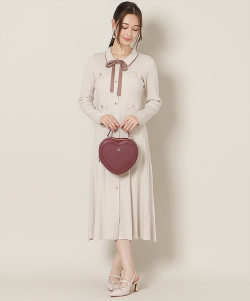 WILLSELECTION（ウィルセレクション）の「フロントボタンリボンタイニットワンピース（ワンピース・レディース・ピンク/ネイビー/ブルー/オフホワイト・FREE）」の10枚目の写真