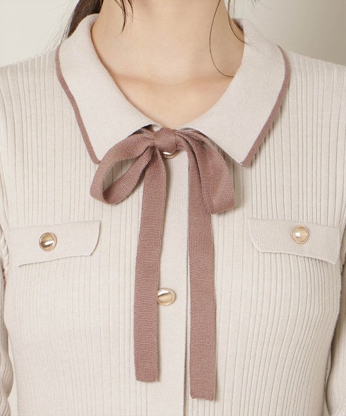 WILLSELECTION（ウィルセレクション）の「フロントボタンリボンタイニットワンピース（ワンピース・レディース・ピンク/ネイビー/ブルー/オフホワイト・FREE）」の14枚目の写真