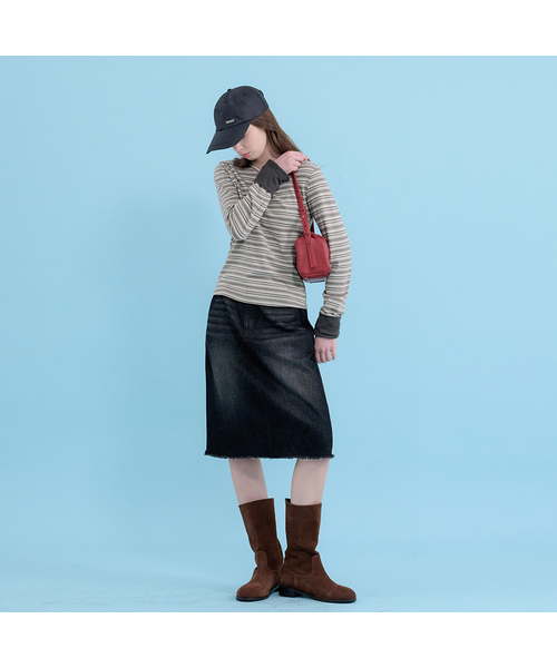 MICANE(ミケーネ)の「エバレットストライプカラーティー(Tシャツ/カットソー・レディース・チャコールグレー/ネイビー/Beige・SMALL/MEDIUM/LARGE/X-LARGE)」の3枚目の写真