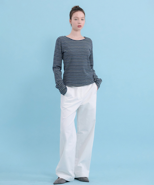 MICANE(ミケーネ)の「エバレットストライプカラーティー(Tシャツ/カットソー・レディース・チャコールグレー/ネイビー/Beige・SMALL/MEDIUM/LARGE/X-LARGE)」の6枚目の写真
