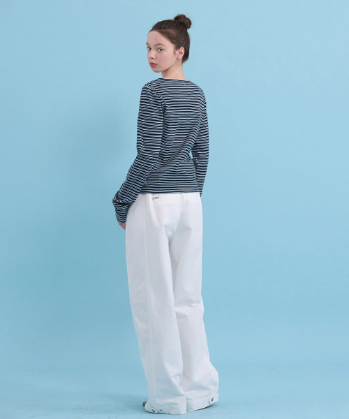 MICANE(ミケーネ)の「エバレットストライプカラーティー(Tシャツ/カットソー・レディース・チャコールグレー/ネイビー/Beige・SMALL/MEDIUM/LARGE/X-LARGE)」の7枚目の写真