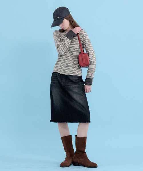 MICANE(ミケーネ)の「エバレットストライプカラーティー(Tシャツ/カットソー・レディース・チャコールグレー/ネイビー/Beige・SMALL/MEDIUM/LARGE/X-LARGE)」の15枚目の写真