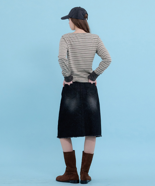MICANE(ミケーネ)の「エバレットストライプカラーティー(Tシャツ/カットソー・レディース・チャコールグレー/ネイビー/Beige・SMALL/MEDIUM/LARGE/X-LARGE)」の17枚目の写真