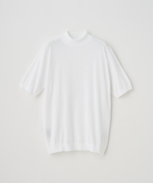 モックネック半袖コットンニットTシャツ（ニット/セーター）｜JOHN