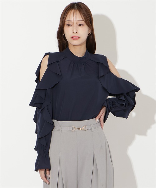 AND COUTURE(アンドクチュール)の「フリルボウタイブラウス(シャツ/ブラウス・レディース・オフホワイト/ネイビー/サックスブルー・FREE)」の21枚目の写真
