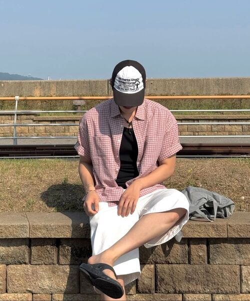 BASEMOMENT(ベースモーメント)の「セミクロップロールアップチェック半袖シャツブラック(シャツ/ブラウス・メンズ・その他・MEDIUM/LARGE)」の11枚目の写真