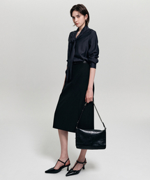 セレン Hライン ミディスカート_ブラック / SEREN H LINE MIDI SKIRT_BLACK