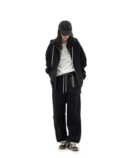 DEFGARMENTS（デフグラメンツ）の「LAYERED SWEAT PANTS [BLACK]（スウェットパンツ・レディース・その他・SMALL/LARGE）」の4枚目の写真