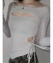 Rye by belgrace（リーバイベルグレイス）の「ウエストシェイプ サイドカット リボン デザイントップス（Tシャツ/カットソー）」