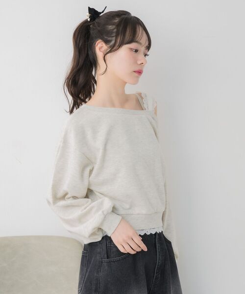 RETRO GIRL（レトロガール）の「レース付ワンショルトレーナー（スウェット・レディース・チャコールグレー/ホワイト系その他/ピンク・FREE）」の17枚目の写真