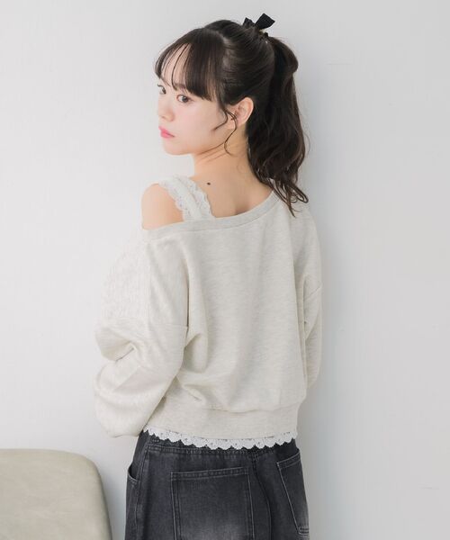 RETRO GIRL（レトロガール）の「レース付ワンショルトレーナー（スウェット・レディース・チャコールグレー/ホワイト系その他/ピンク・FREE）」の18枚目の写真