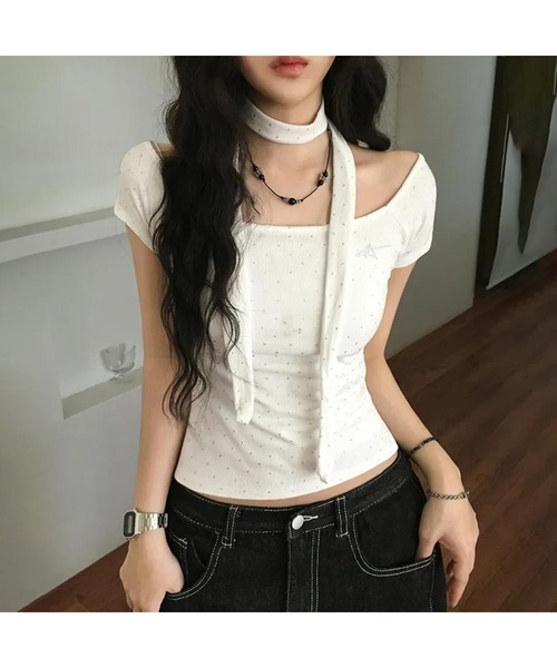 Bling Leads(ブリングリーズ)の「【Bls】 【ZL】【Bling Leads】チョーカーネックTEE ストール(Tシャツ/カットソー・メンズ・ホワイト・FREE)」の1枚目の写真