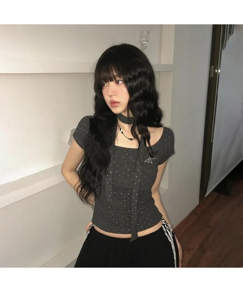 Bling Leads(ブリングリーズ)の「【Bls】 【ZL】【Bling Leads】チョーカーネックTEE ストール(Tシャツ/カットソー・メンズ・ホワイト・FREE)」の4枚目の写真