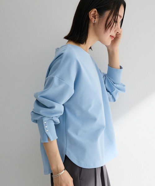 Green Parks(グリーンパークス)の「パールスリーブカットプルオーバー(Tシャツ/カットソー・レディース・サックスブルー/ブラック/ライトグレー/ホワイト系その他2・FREE)」の4枚目の写真