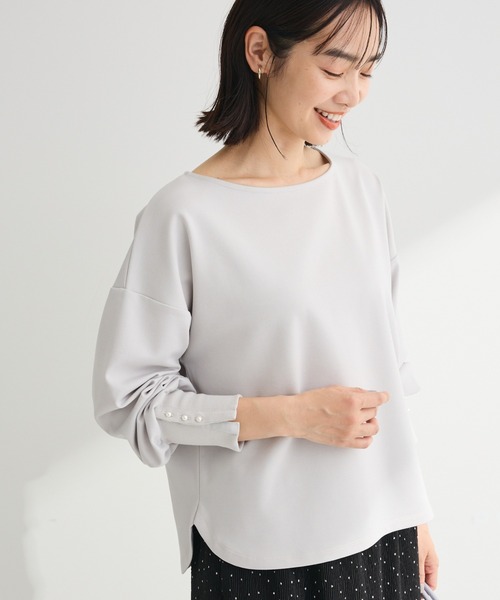 Green Parks(グリーンパークス)の「パールスリーブカットプルオーバー(Tシャツ/カットソー・レディース・サックスブルー/ブラック/ライトグレー/ホワイト系その他2・FREE)」の2枚目の写真