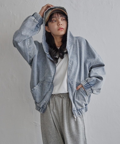 notch.(ノッチ)の「【notch.by yui】Wジップデニムパーカー(ブルゾン・レディース・ライトブルー/ブルー・M)」の4枚目の写真