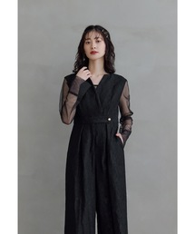 niana（ニアナ）の「ボンディングレースオールインワンドレス 2点セット パンツドレス シアートップス 結婚式 成人式 二次会 同窓会 セレモニー パーティードレス オケージョンドレス お呼ばれ（パンツドレス）」