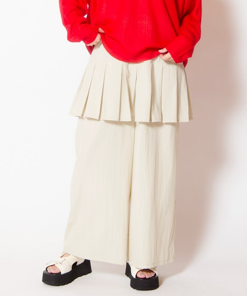 OSMOSIS(オズモーシス)の「タックレイヤードパンツ(その他パンツ・レディース・ピンク/ブラック/ライトベージュ・ONE SIZE)」の2枚目の写真
