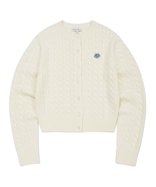 Wacky WiLLy（ワッキーウィリー）の「[GISELLEジゼル着用] WOMEN'S CABLE ROUND NECK CARDIGAN（カーディガン/ボレロ・レディース・クリーム/スカイブルー/レッド・MEDIUM/SMALL）」の10枚目の写真