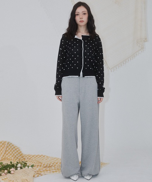 ENVYM(アンビー)の「ドット レイヤード ニットカーディガン(カーディガン/ボレロ・レディース・ブラック/グレー・FREE)」の5枚目の写真