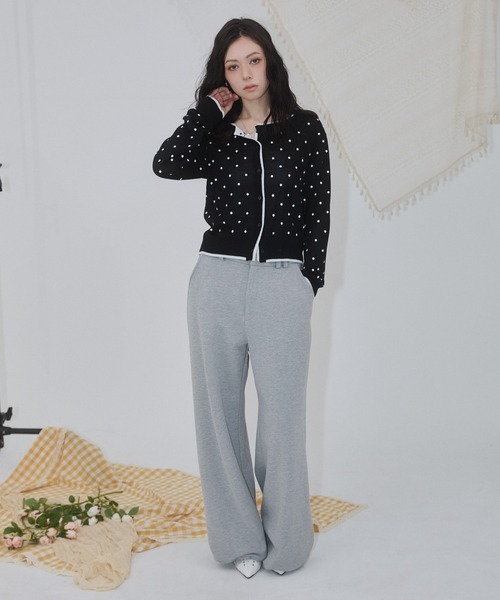 ENVYM(アンビー)の「ドット レイヤード ニットカーディガン(カーディガン/ボレロ・レディース・ブラック/グレー・FREE)」の4枚目の写真