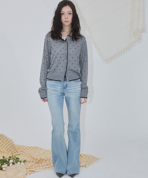 ENVYM(アンビー)の「ドット レイヤード ニットカーディガン(カーディガン/ボレロ・レディース・ブラック/グレー・FREE)」の13枚目の写真